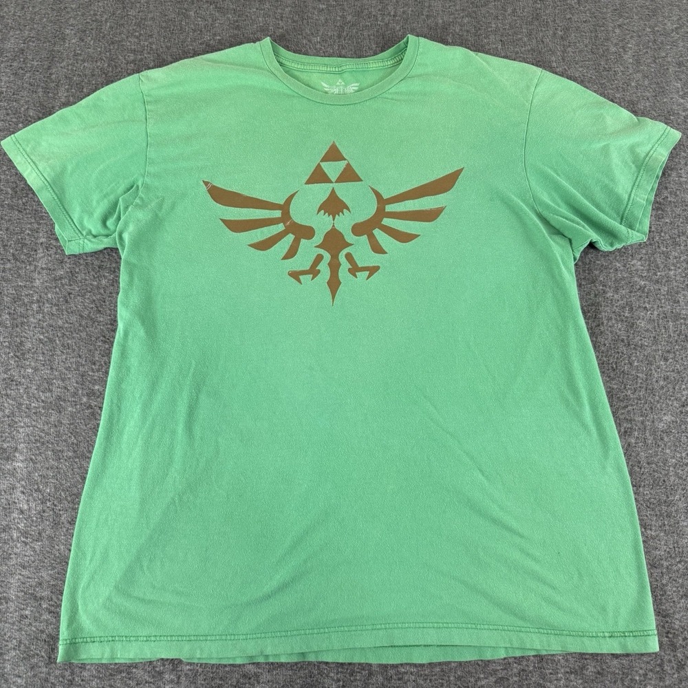 Legend of Zelda Triforce Green T Shirt XL Nintendo Graphic Logo Tee